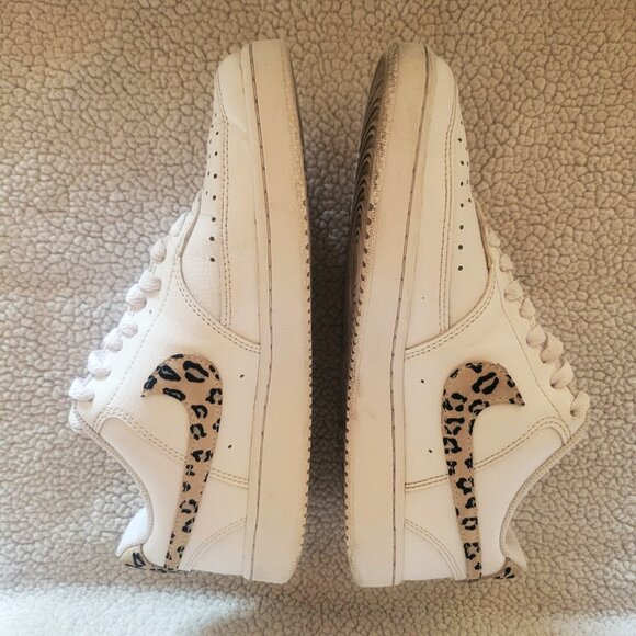 Nike Court Vision Low White w/Leopard Swoosh Court Shoe - Women's Size 8 - Picture 5 of 11